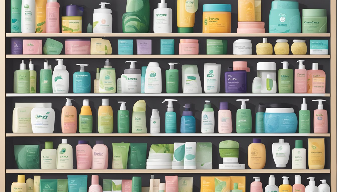 A shelf displaying various natural face cleanser brands with "Frequently Asked Questions" signage above