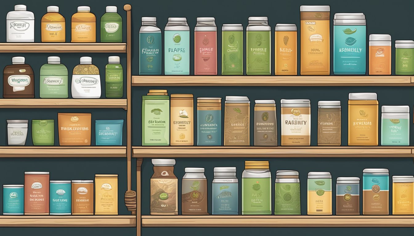 A variety of tea brands arranged on a shelf with a sign reading "Frequently Asked Questions nice tea brands" above them
