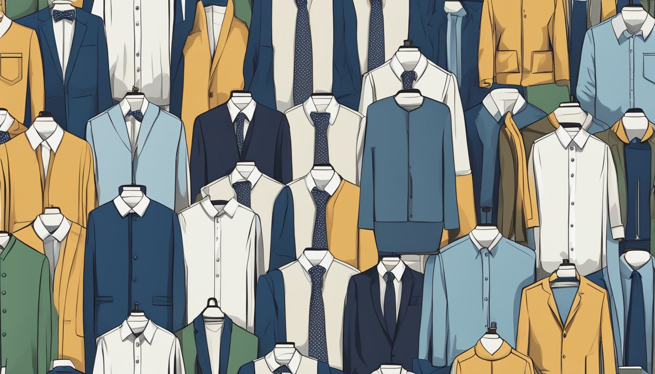 A stack of plain, unlabelled men's clothing rises from a blank background, symbolizing the emergence of the "No Brand" fashion trend