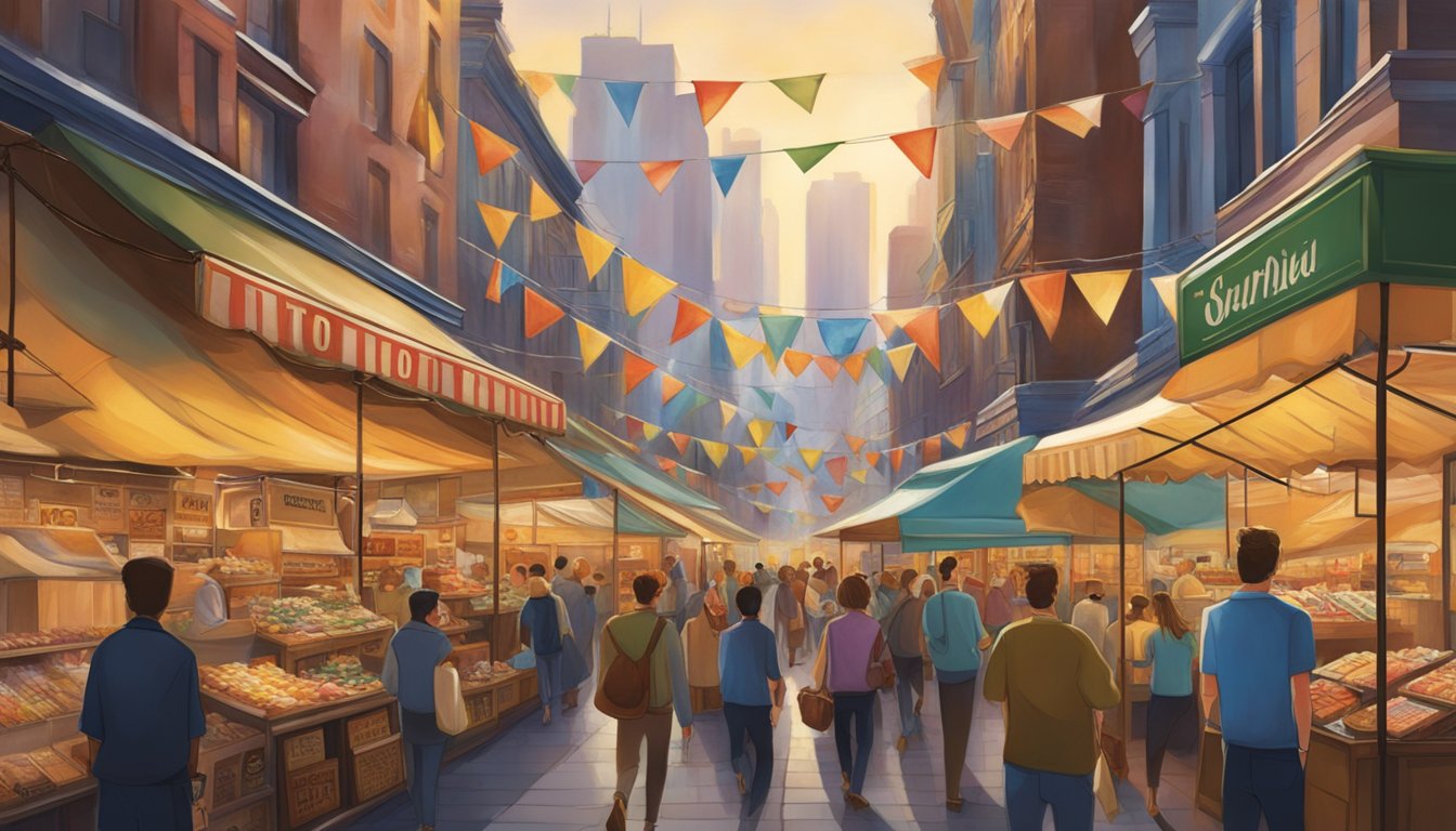 The bustling market is adorned with vibrant banners and signs showcasing the iconic Otto brand, drawing in crowds with its irresistible allure