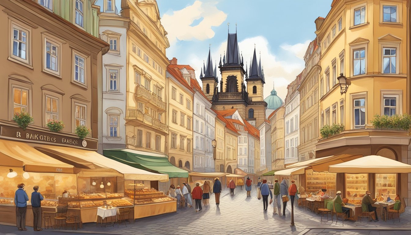 The bustling streets of Prague are lined with charming cafes and bakeries, offering an array of traditional Czech pastries and savory dishes. The aroma of freshly baked goods fills the air, creating a warm and inviting atmosphere for locals and tourists alike