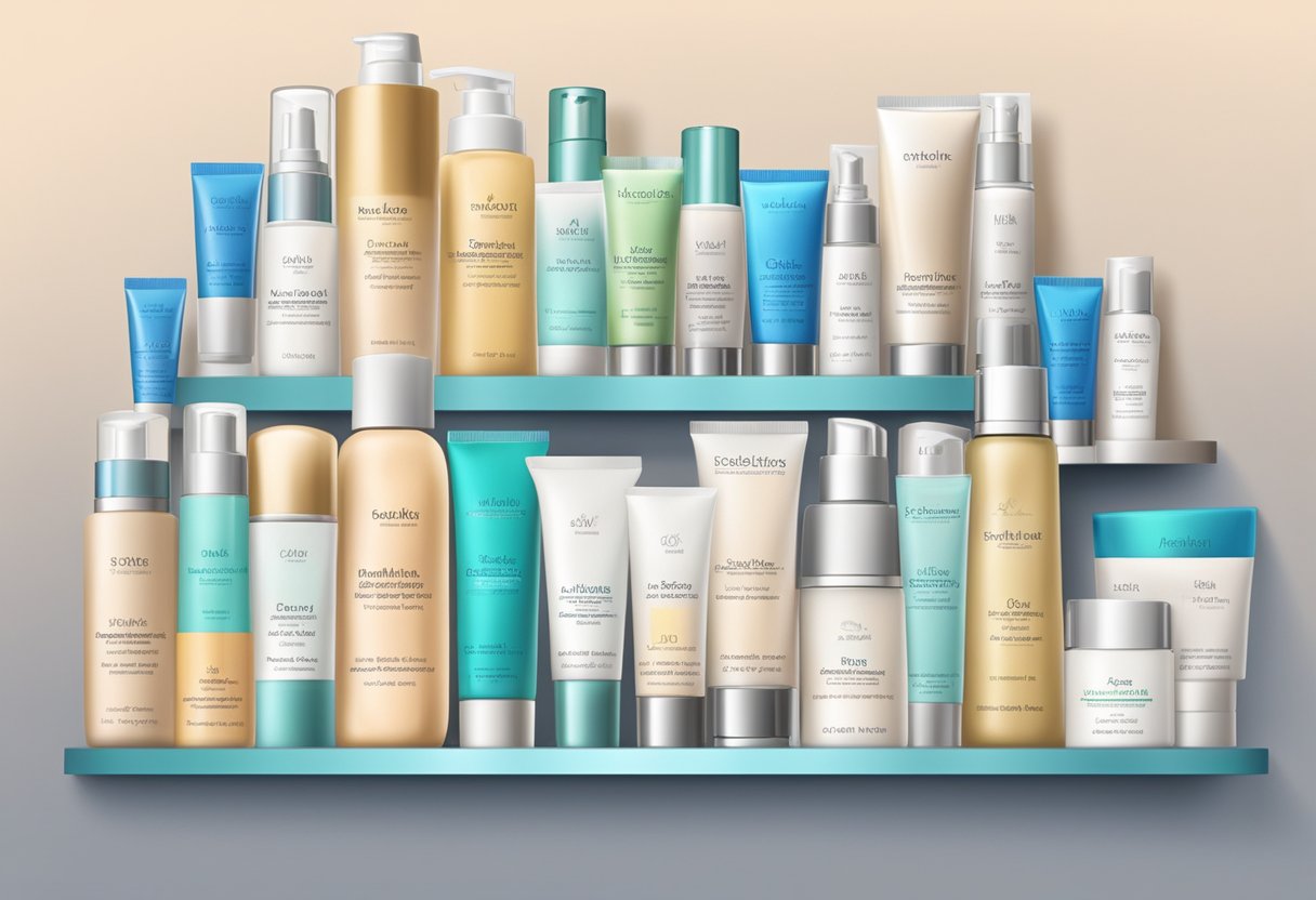 A variety of moisturizers and skin types displayed on a shelf