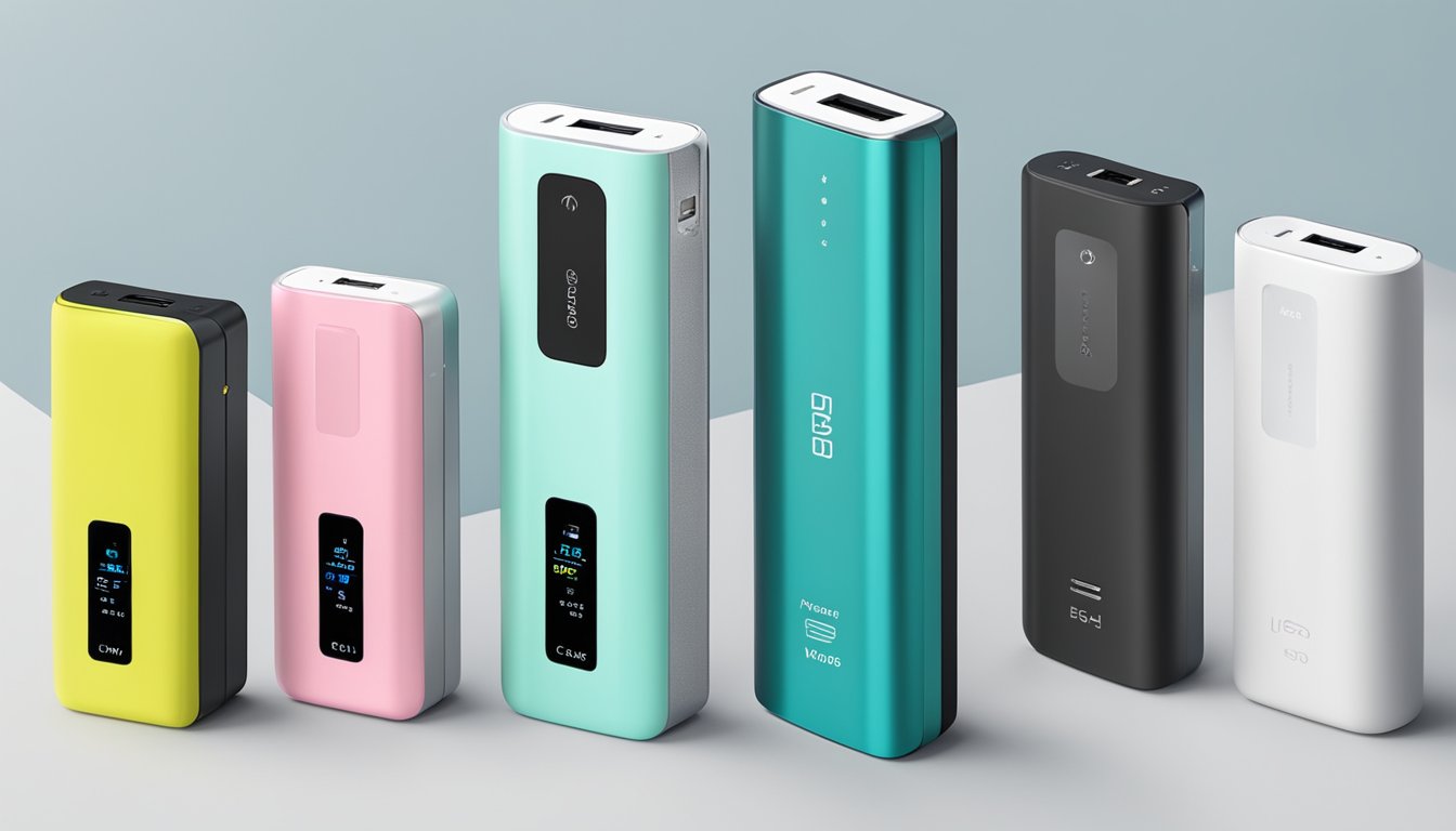 Various power bank brands displayed with detailed technical specifications explained