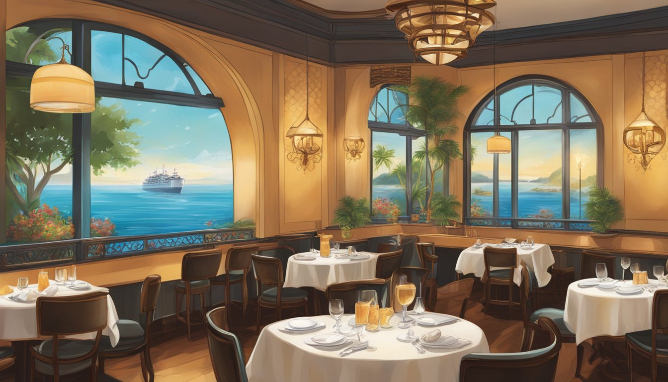 The restaurant is adorned with warm lighting and elegant decor, creating a sophisticated ambience for diners. The menu showcases a variety of delectable seafood delicacies, enticing patrons with their enticing descriptions and vibrant imagery