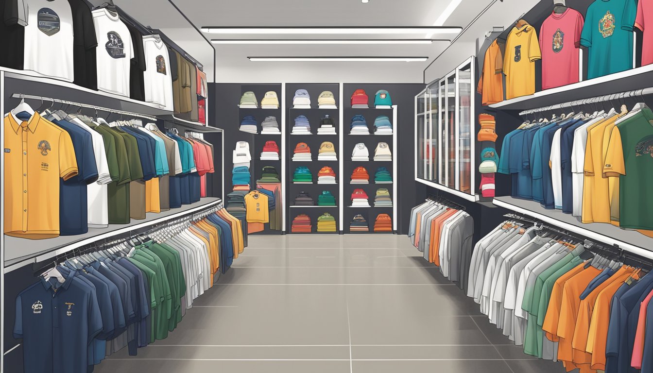 A display of popular shirt brands in a Singaporean store