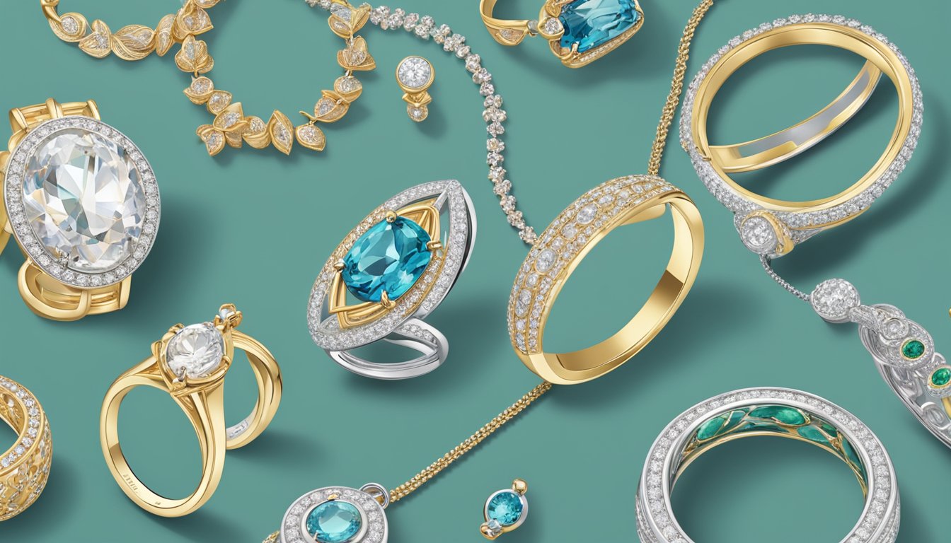 A display of top jewellery brands in Singapore, showcasing elegant designs and exquisite craftsmanship