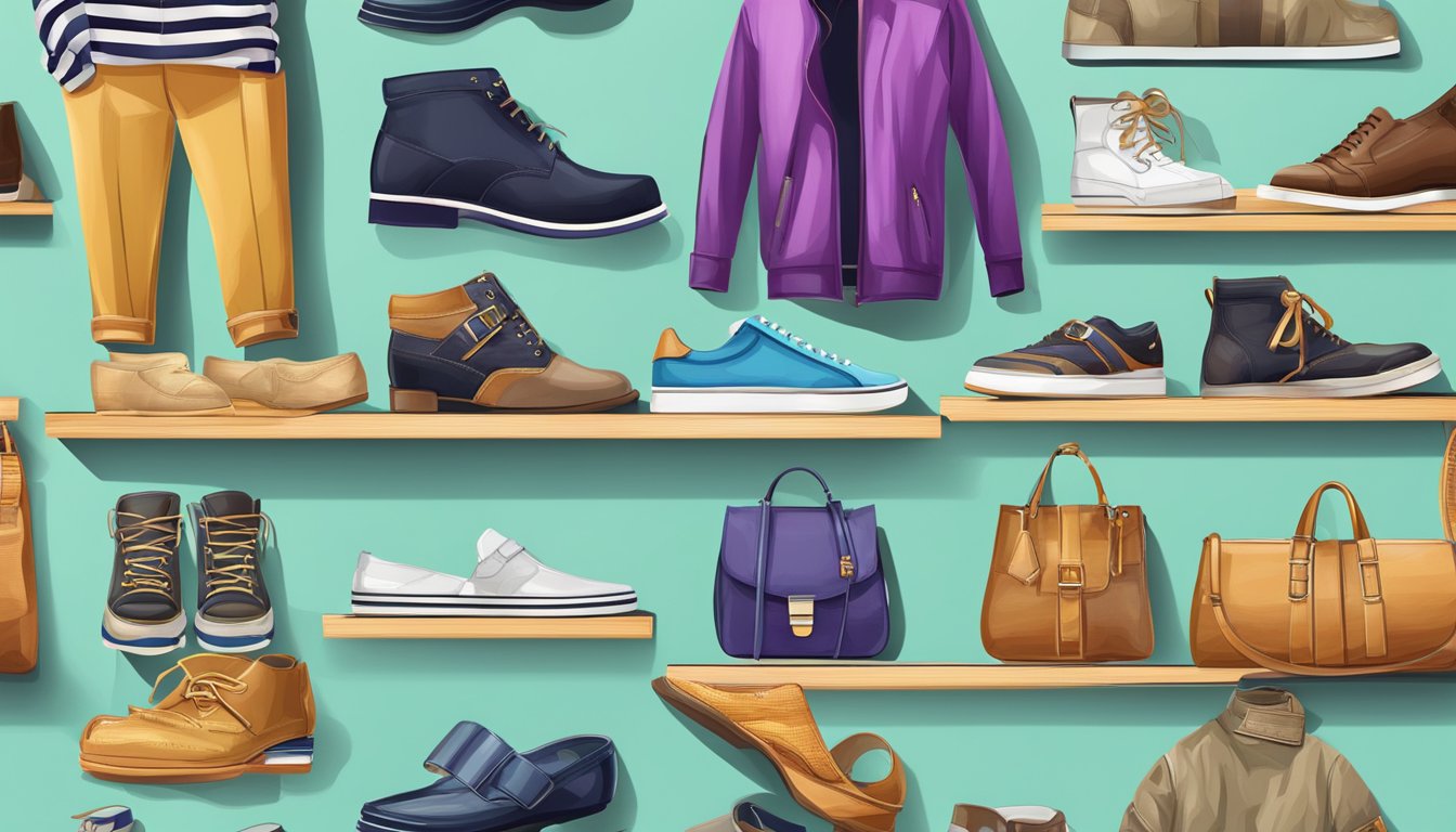 A display of trendy accessories and footwear from popular USA clothing brands