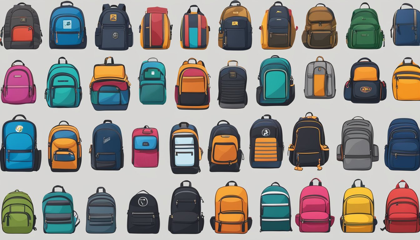 A display of popular backpack logos with a list of frequently asked questions underneath