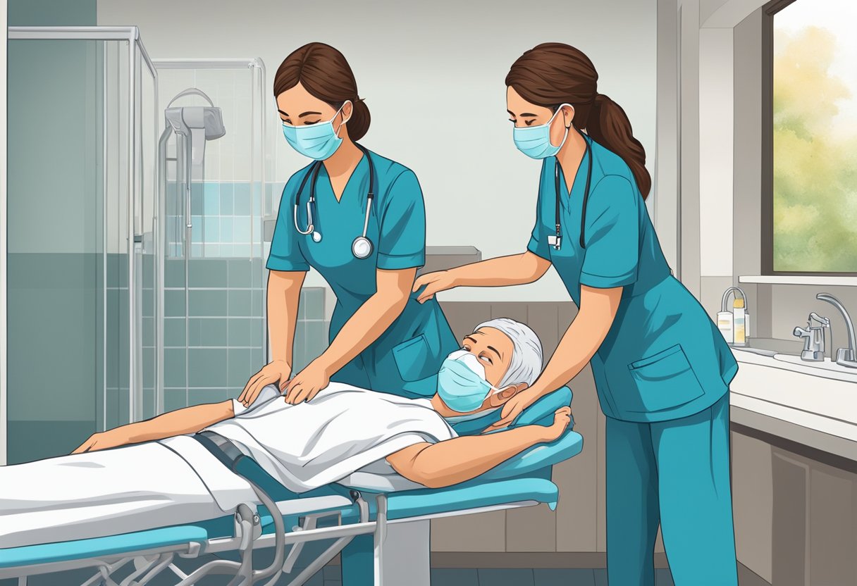 A CNA assists a patient with daily activities, such as bathing and dressing. They provide emotional support and monitor vital signs
