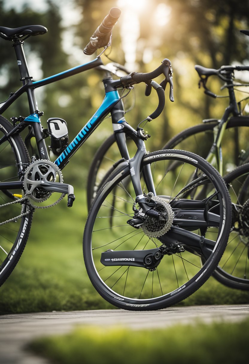 Two bicycles side by side, one with Shimano Claris components and the other with Altus. Both bikes are displayed with price tags and value for money indicators