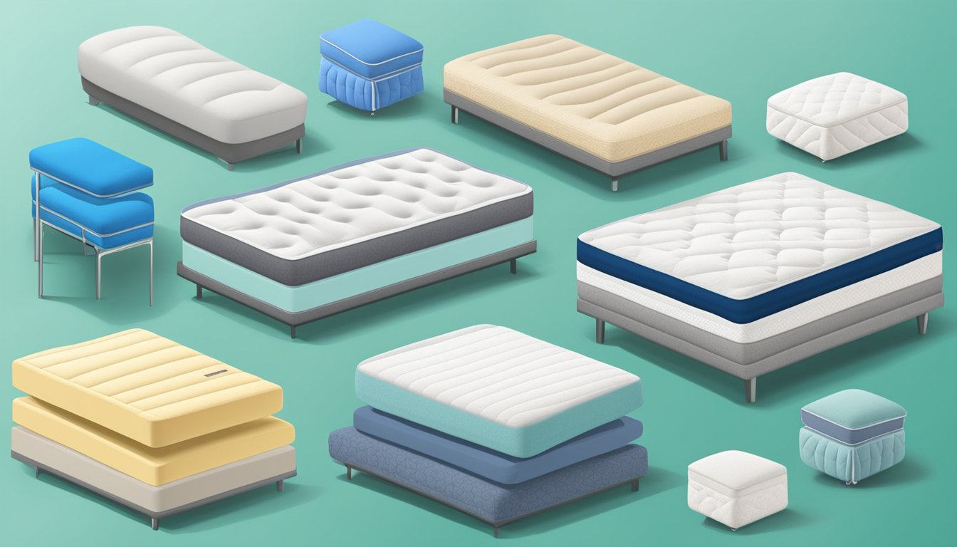 Various mattress brands logos displayed on a webpage with FAQ section