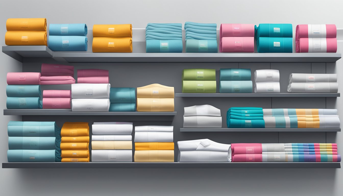 A colorful array of Starter brand underwear neatly folded and displayed on a sleek, modern retail shelf