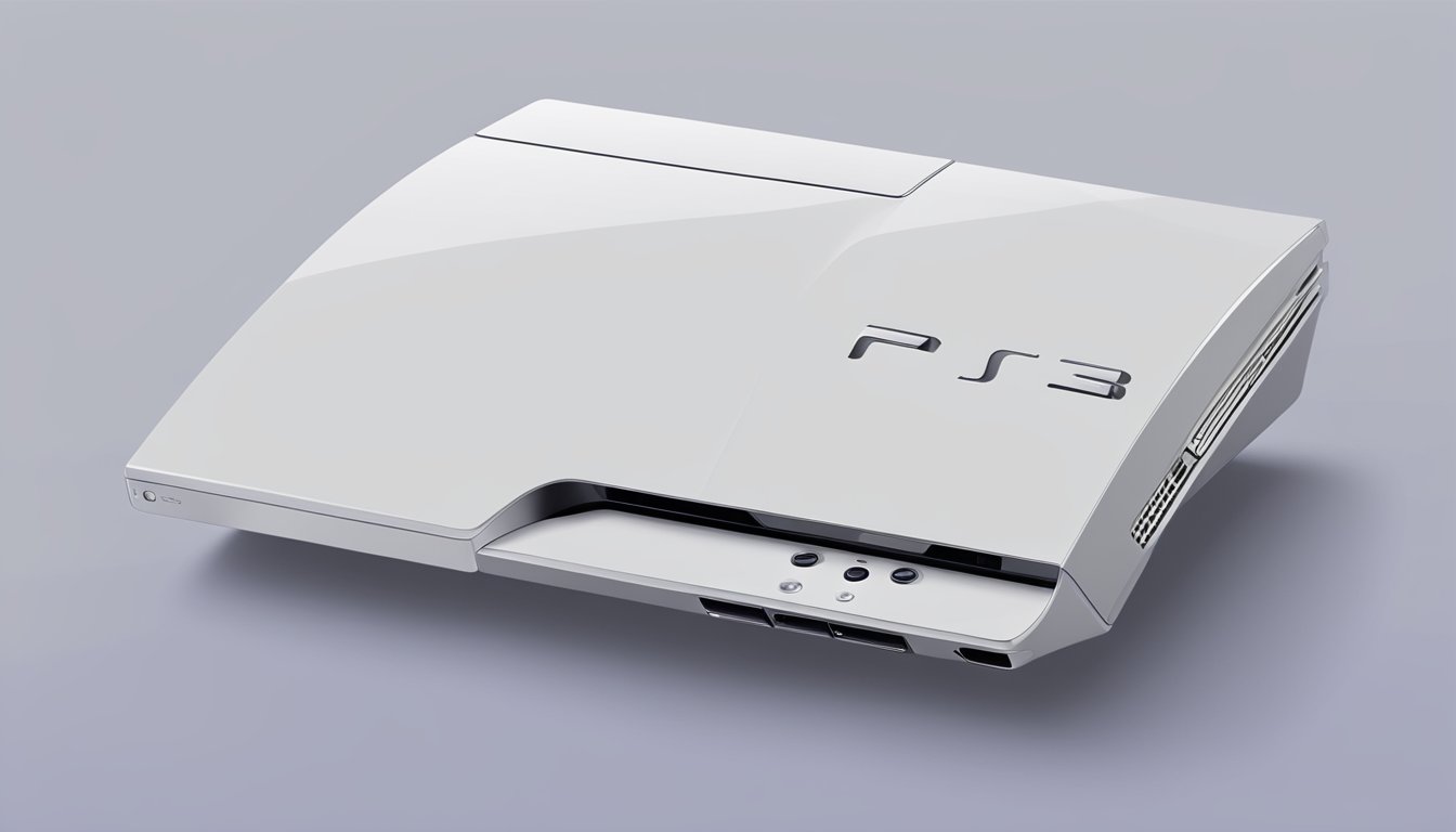 A sleek, modern PS3 Slim sits atop a clean, minimalist surface, showcasing its revolutionary design and features