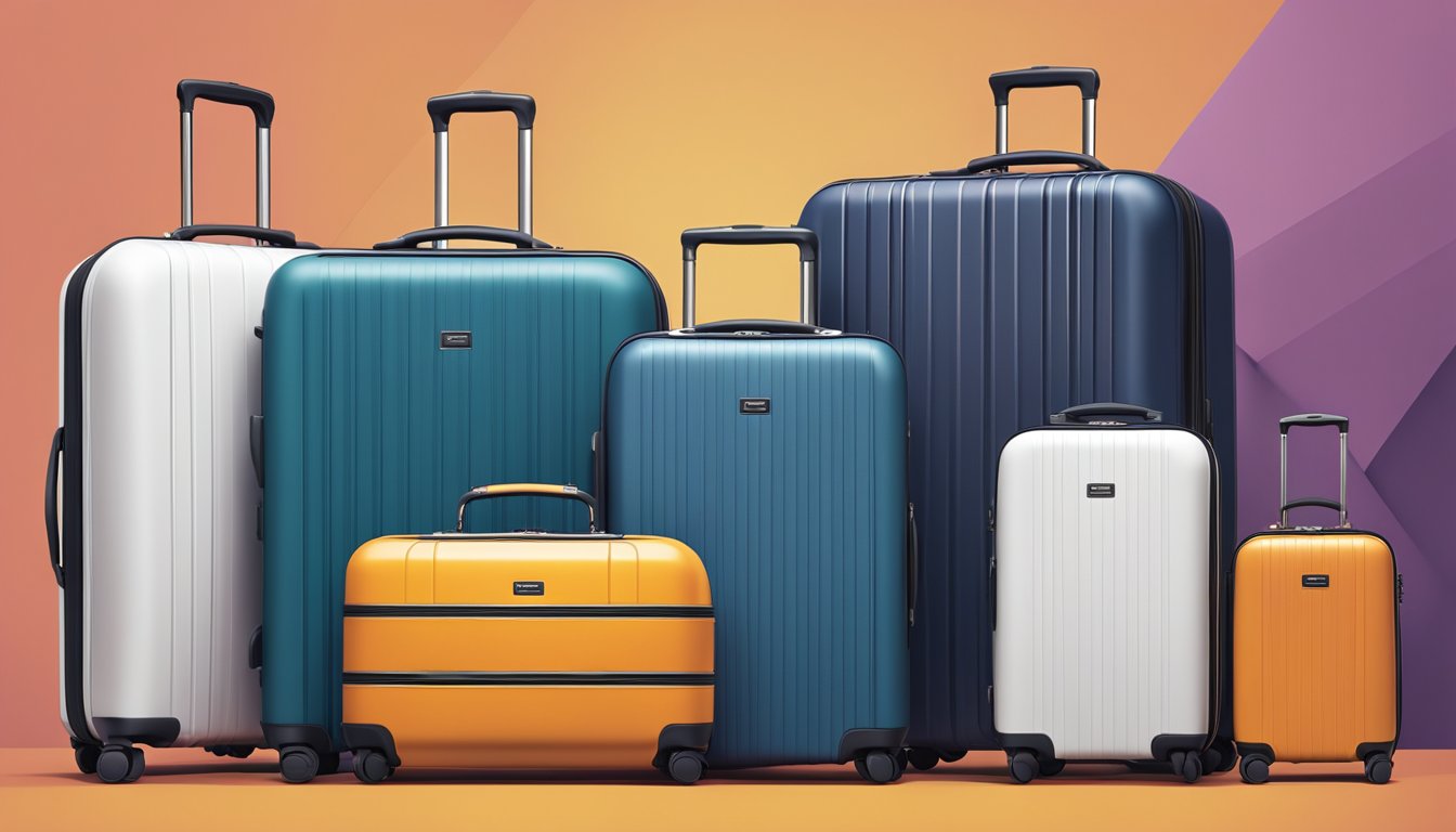 A display of sleek, modern luggage brands. Bold colors and clean lines showcase the excellence of the products