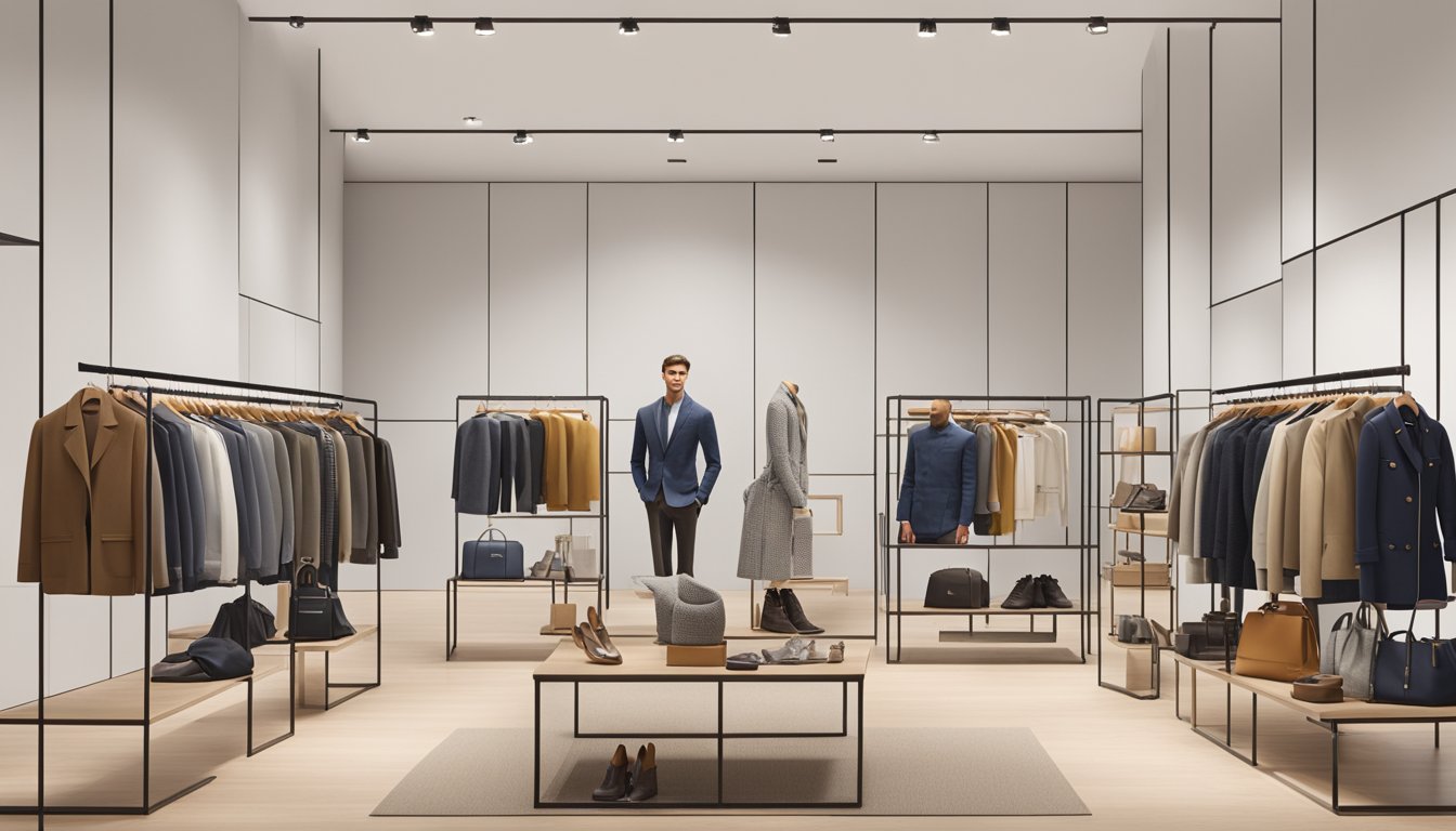 A display of key brands and offerings from Inditex Group, featuring Zara, Pull&Bear, and Massimo Dutti, with various clothing and accessories showcased