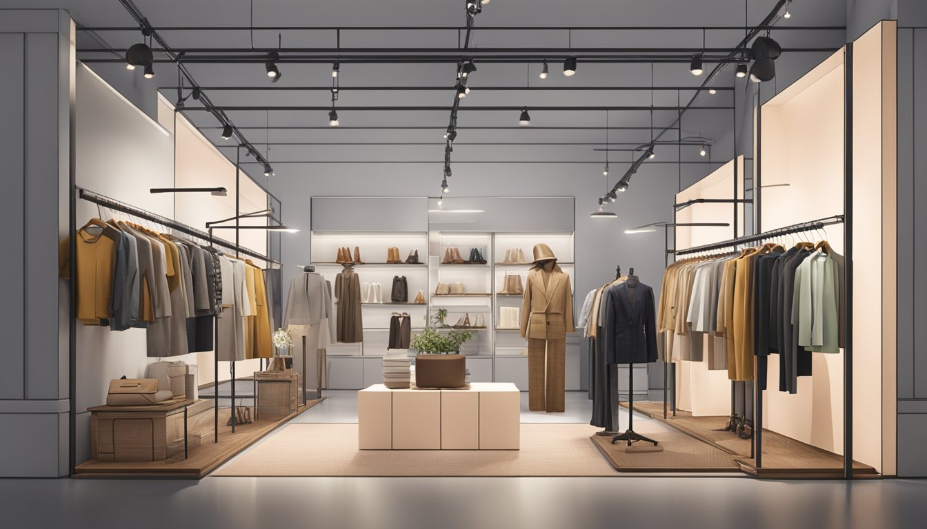 A spotlight shines on a display of artisanal and local fashion brands, showcasing their innovative designs and craftsmanship