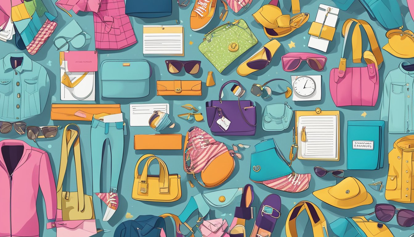 A colorful array of fashion items with "Frequently Asked Questions" labels, representing innovative brands