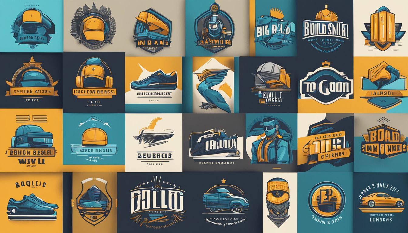 A lineup of bold, stylish clothing logos for big men, with iconic designs and strong typography, creating a powerful and inclusive visual representation