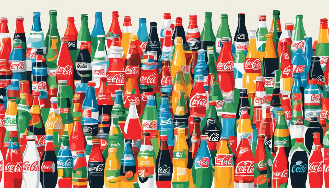 A diverse group of iconic symbols, such as the Coca-Cola bottle, the Nike swoosh, and the Apple logo, are arranged in a dynamic composition, symbolizing their profound impact on society and the global market