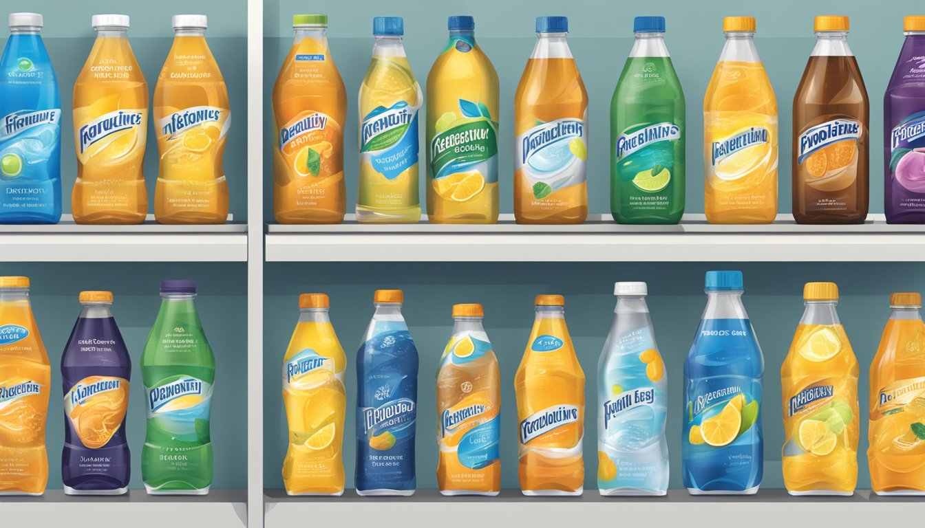 A display of various isotonic drink brands with prominent "Frequently Asked Questions" signage