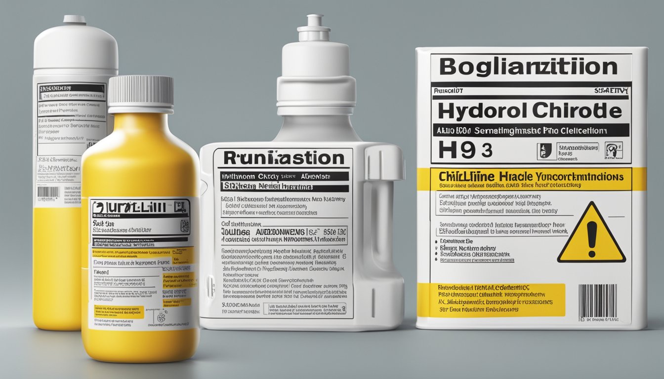A bottle of buclizine hydrochloride with a childproof cap, safety warnings, and precautionary information on the label