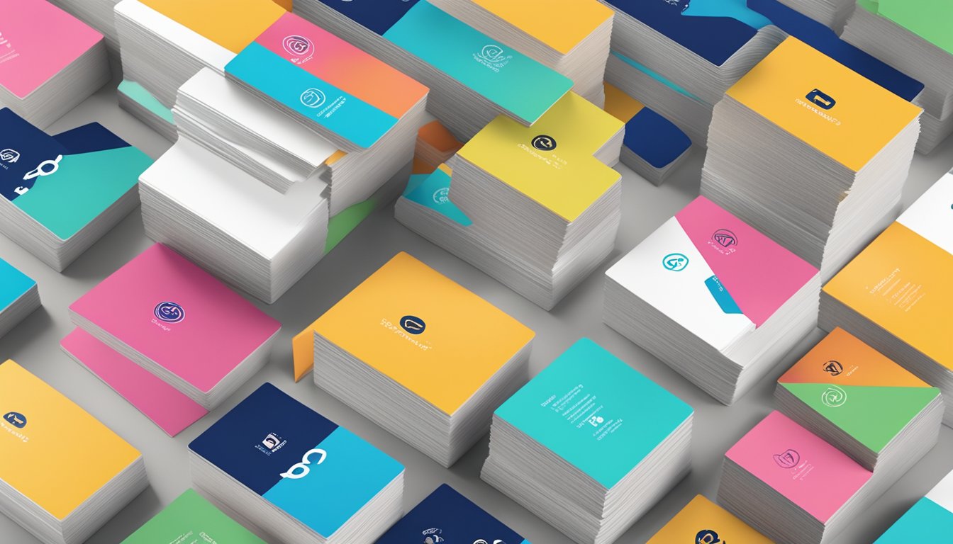 A stack of colorful FAQ cards with the Byblos brand logo on top, surrounded by a group of diverse people seeking information
