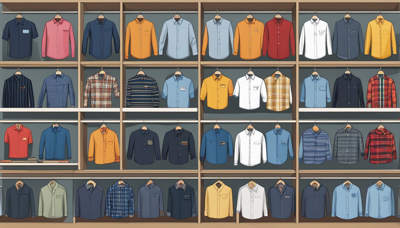 A display of top 20 shirt brands, each showcasing their unique styles and fits, arranged in an organized and visually appealing manner