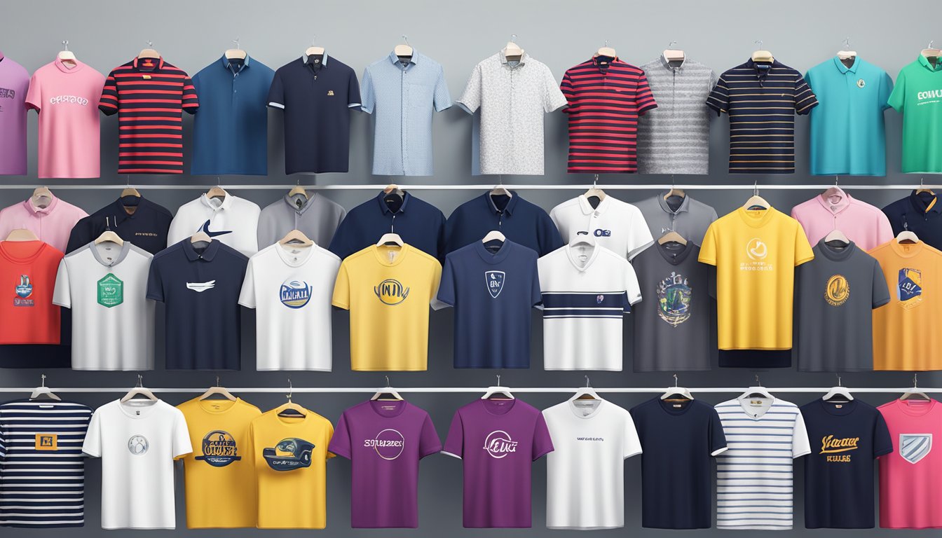 A colorful array of top 20 shirt brands displayed on a clean, modern backdrop, showcasing various styles and designs
