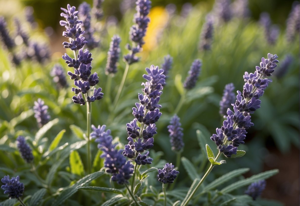 Lavender, mint, and citronella plants repel wasps and yellow jackets. The garden is filled with these plants, creating a natural barrier against the insects