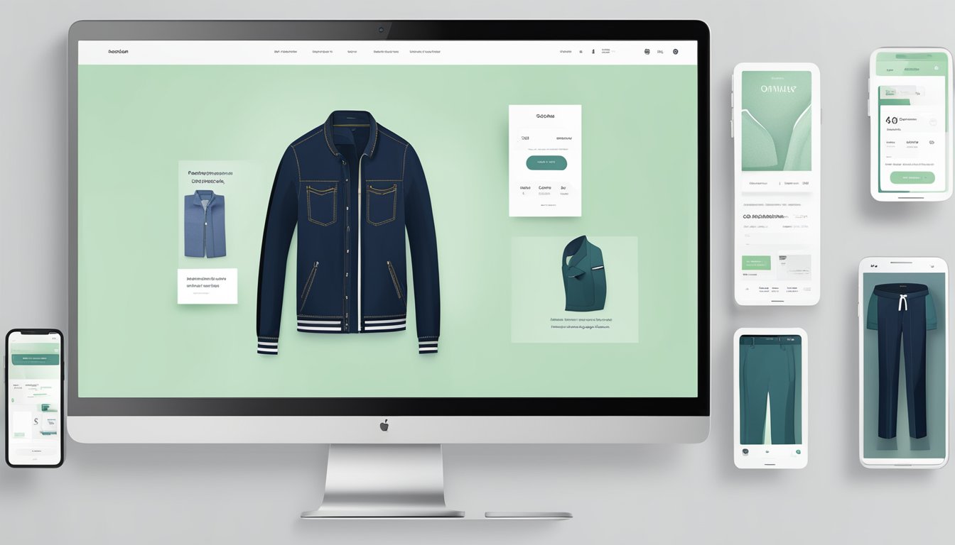 A computer screen displaying the Quality and Fit clothing brand website, with clear, high-resolution images of various clothing items and a user-friendly interface