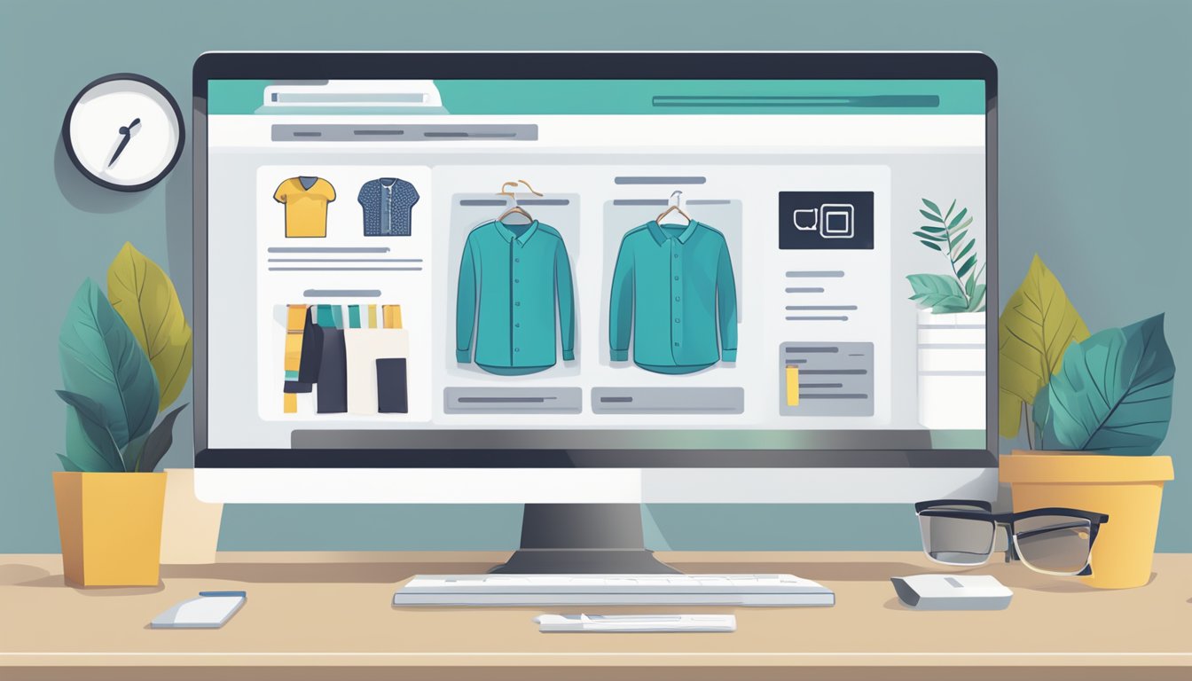 A computer screen displaying a clothing brand website with a section labeled "Frequently Asked Questions" highlighted