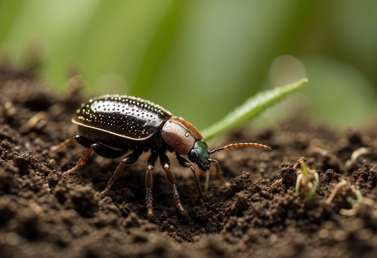 Milky spore kills Japanese beetle larvae in soil