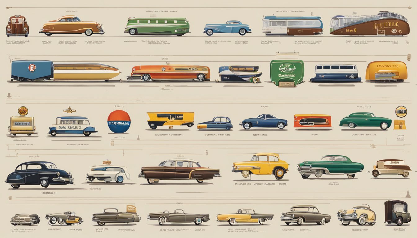 A timeline of brand logos, from vintage to modern, showcasing the evolution of Continental brand's heritage
