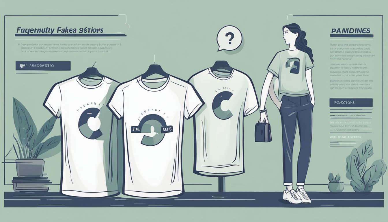Two t-shirts with "Frequently Asked Questions" branding displayed side by side