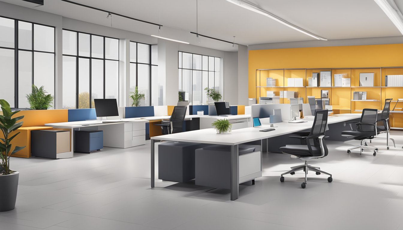 A row of top office furniture brands' logos displayed on a clean, modern backdrop, with bold, clear lettering and sleek, professional designs