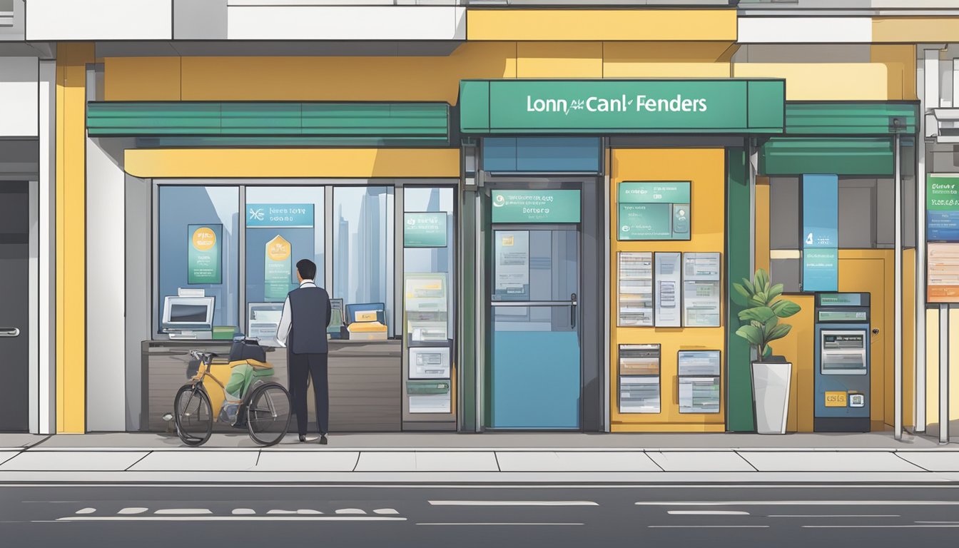Various loan options displayed on a sign outside a money lender's office in Bedok, Singapore