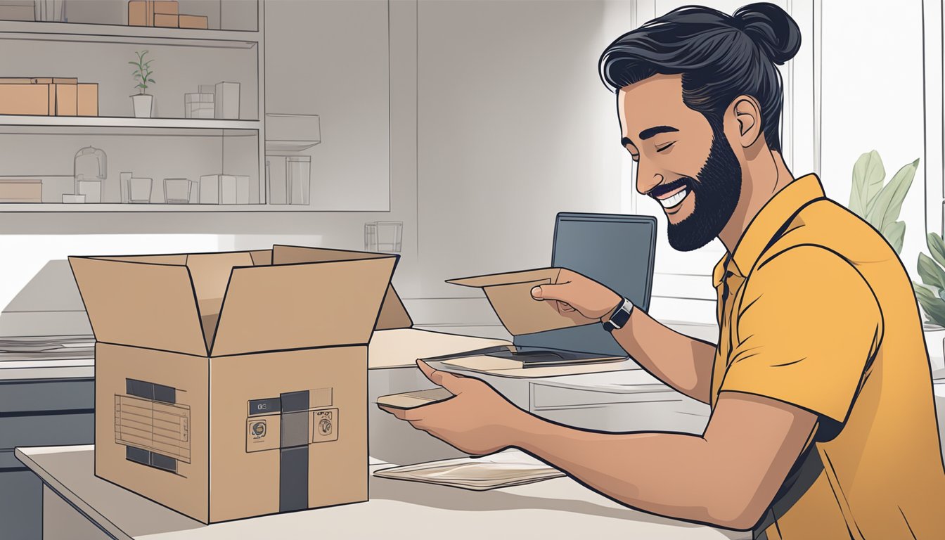 A customer happily unboxing a Weixier product, smiling at the sleek design and high-quality materials