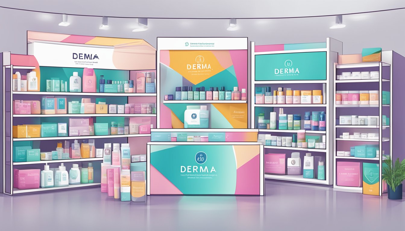 A display of derma brand products with a "Frequently Asked Questions" banner above. Clear, organized, and professional