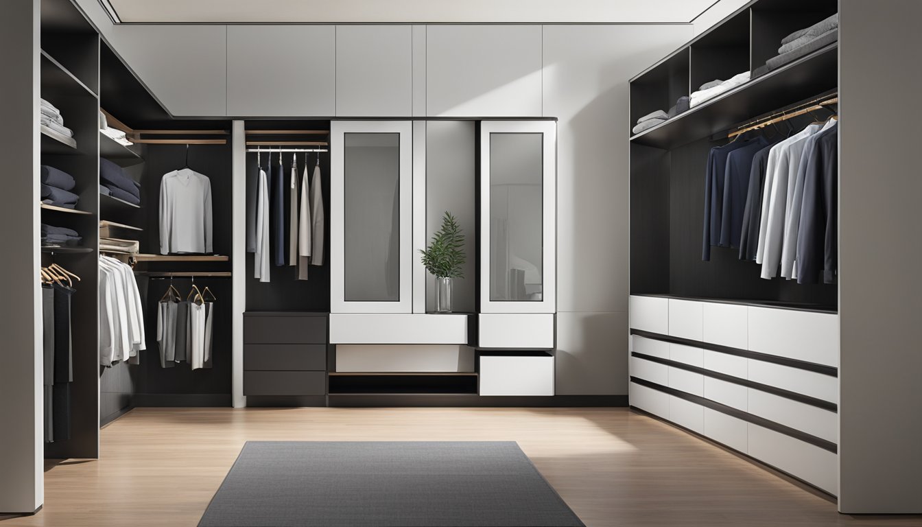 A sleek, modern wardrobe with cutting-edge designs and innovative features. The Mantle logo prominently displayed, showcasing the brand's commitment to style and functionality