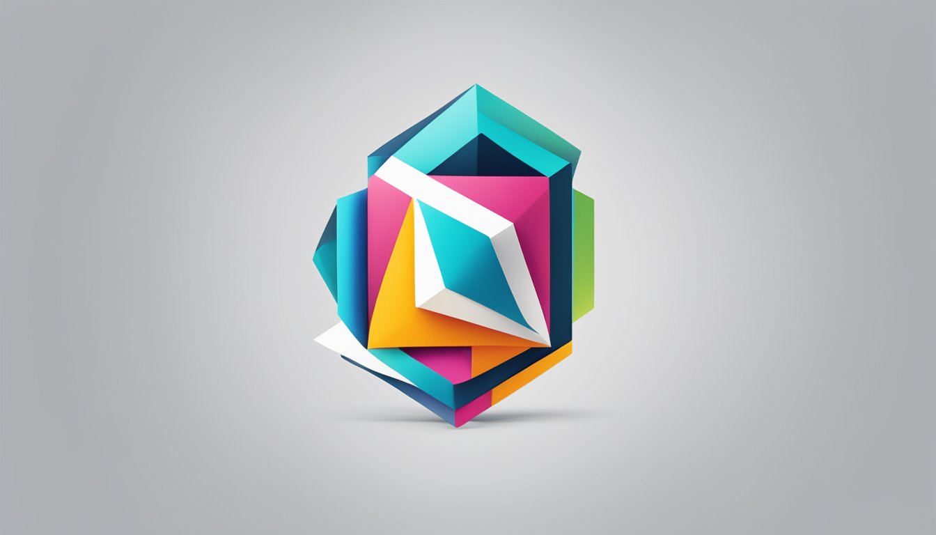 A sleek, modern logo sits centered on a clean, minimalist background, with bold, contrasting colors and sharp, geometric shapes