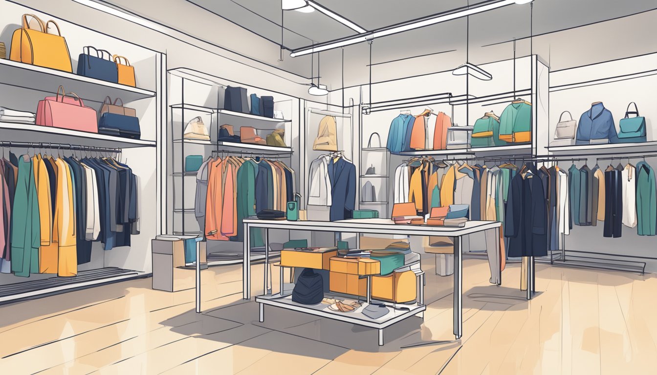 A rack of stylish, affordable clothing in a modern, well-lit store. Bright colors and clean lines define the mid-range brand's aesthetic