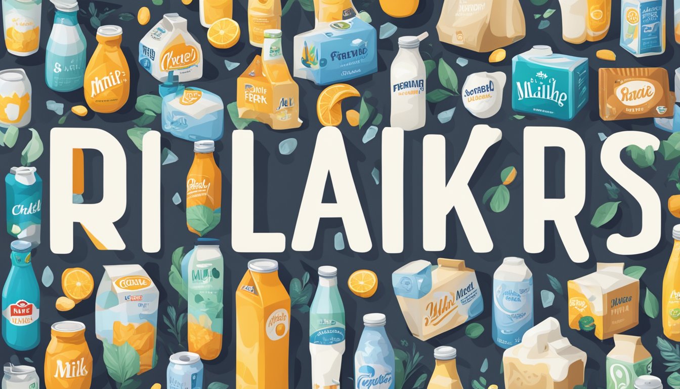 Various milk drink brands' logos surround a central "Frequently Asked Questions" title in bold font