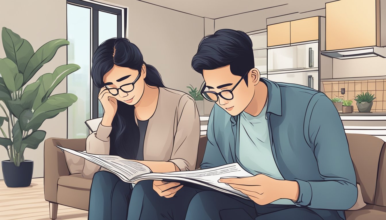 Potential home buyers in Singapore eagerly reading a list of frequently asked questions about purchasing a house