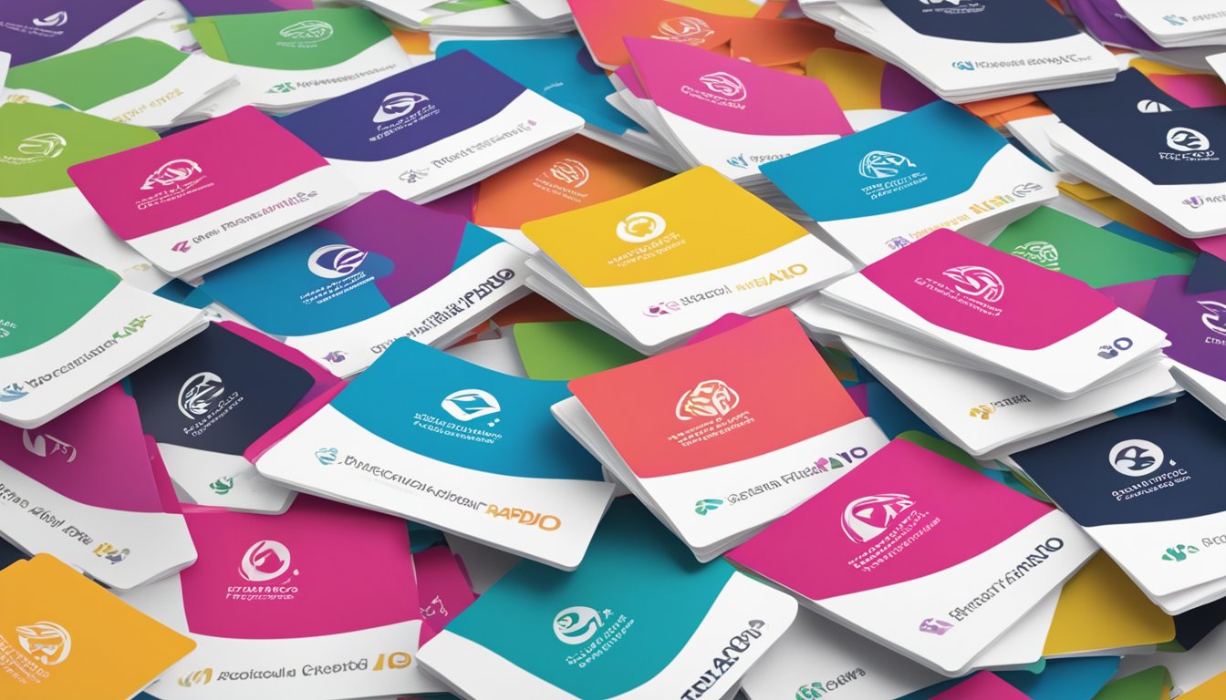 A stack of colorful FAQ cards with the moda rapido brand logo, surrounded by a group of diverse customers asking questions