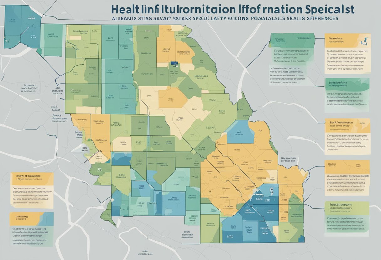 Health information specialist salaries vary by location. A map showing state and local salary differences could be used to illustrate this concept