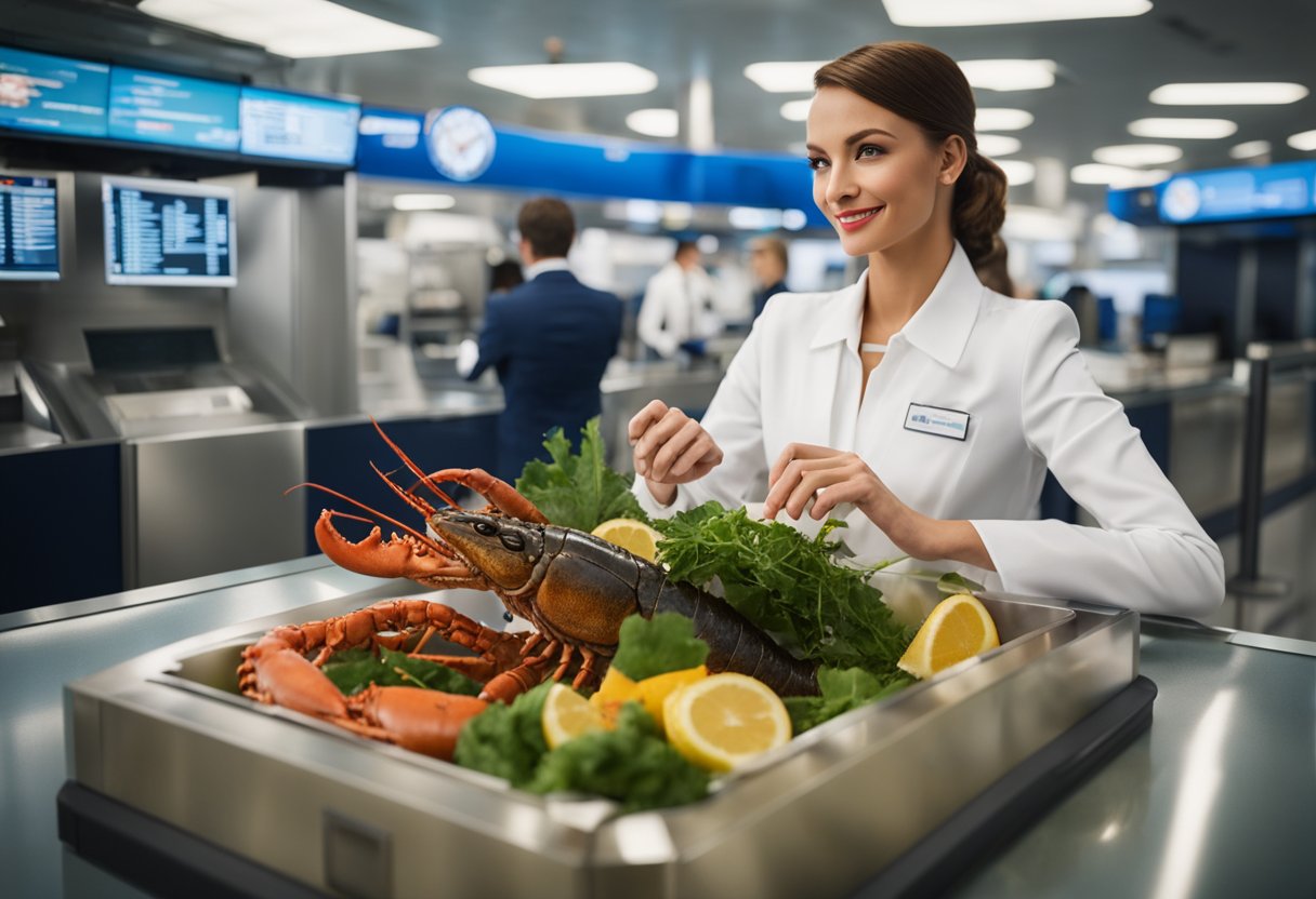 A flight attendant spots a live lobster, a taxidermy alligator, and a bag of live eels at TSA