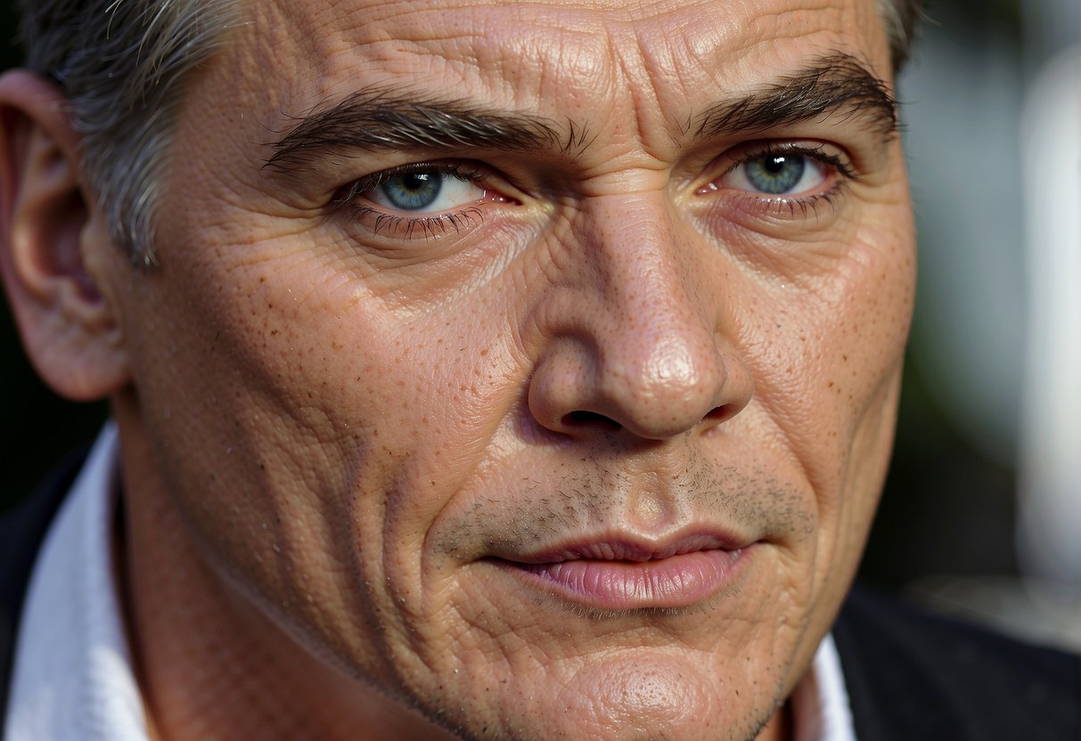 Ray Liotta's eyes are accentuated with subtle makeup, enhancing his natural features. AI image