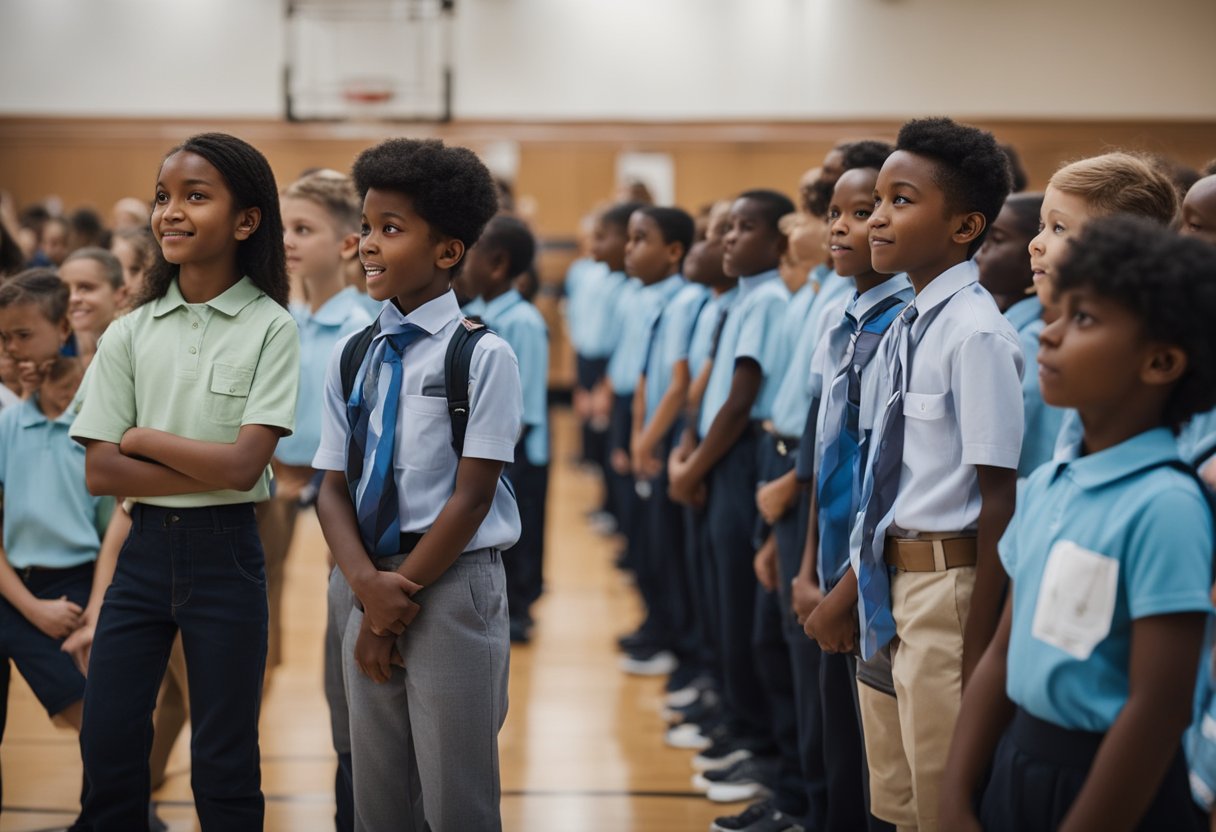 A school community actively engaged in 10 lesson plans for National Anthem Day