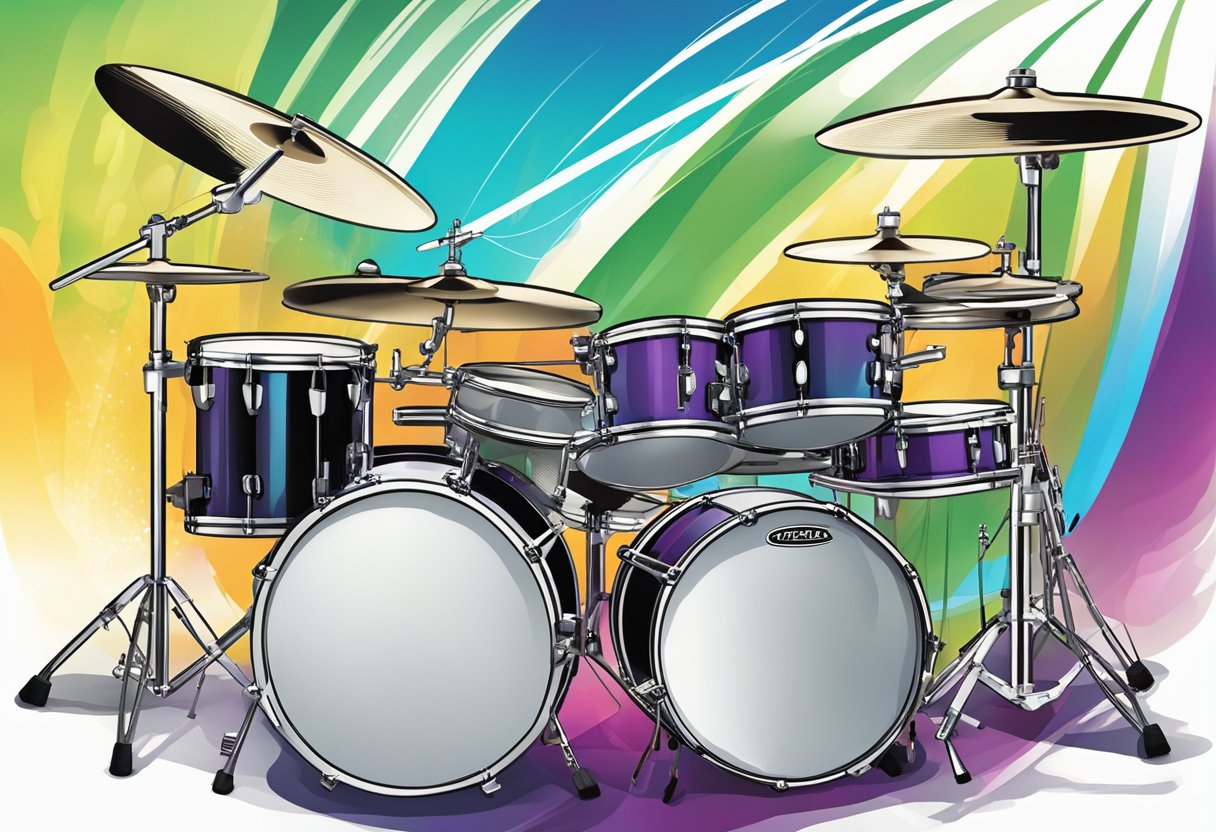 A variety of drum and percussion accessories displayed in a vibrant and dynamic arrangement, showcasing the diverse options available to enhance your sound