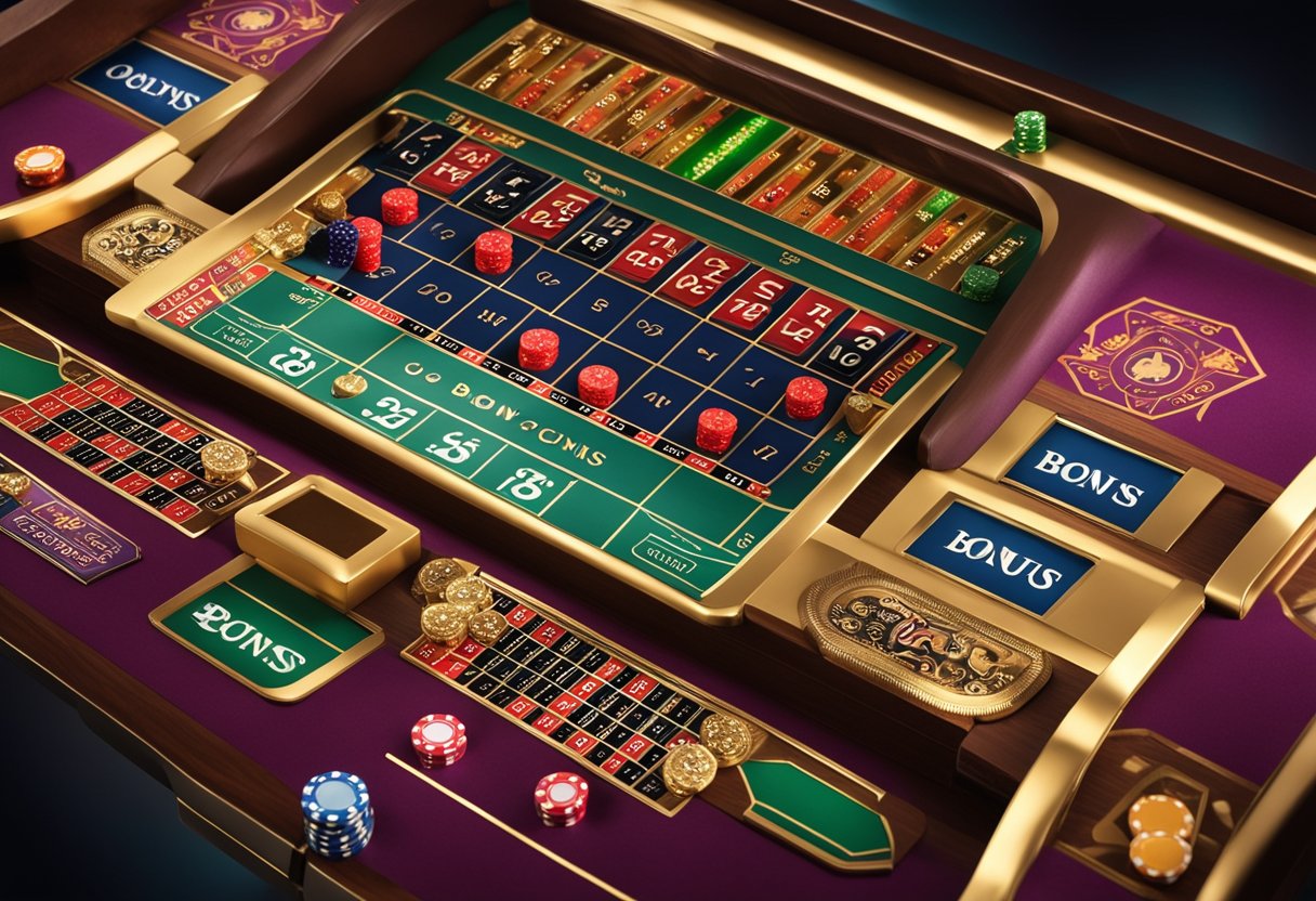 A colorful array of casino games with high payouts and a "bonus sans wager" label prominently displayed